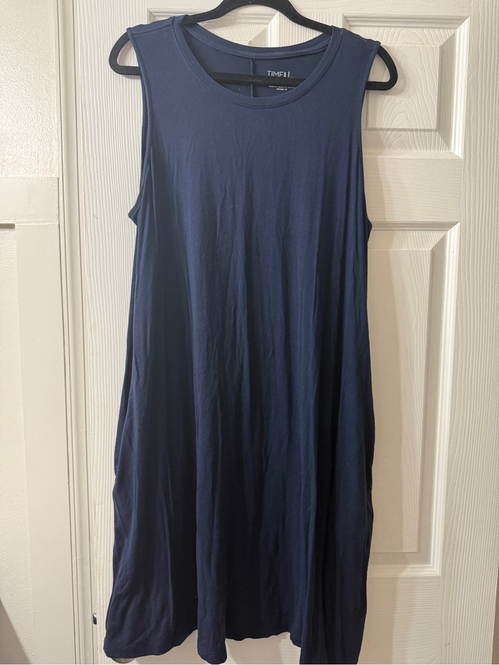 TIME +i sleeveless navy swing dress